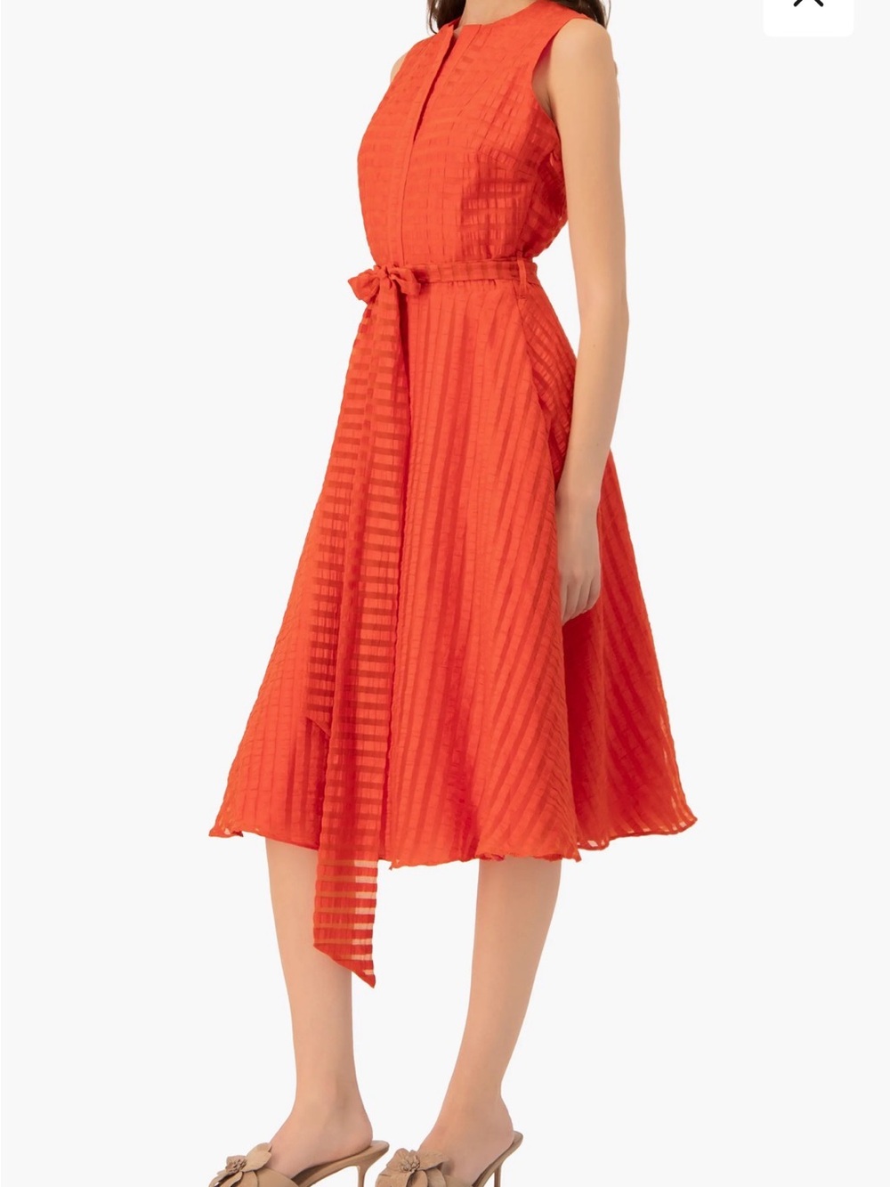 Ivonne Sleeveless Orange A-Line Tie-Waist Dress